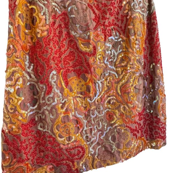 Vintage Louis Féraud 100% Silk Metallic Gold Sequins/ Beaded Jacket & Mini Dress - Picture 7 of 14